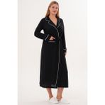 Mecit Pijama Mecit 6309 Siyah Kadın Uzun Sabahlık