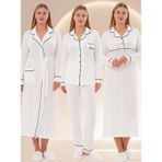Mecit Pijama Mecit 6335 Ekru Kadın Sabahlık Gecelik Pijama Seti