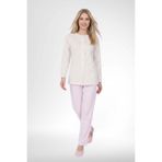 Mecit Pijama Mecit 6362 Pembe %100 Pamuk Boydan Düğmeli Büyük Beden Kadın Pijama Takımı