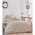Medaillon Home Soft Kahverengi Pamuklu Tek Kişilik Nevresim Takımı - Açık Kahverengi - 160 x 220 cm