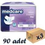 Medcare Maxi Bel Bantlı 8 Damla Large Beden 3x30 Adet Paket Hasta Bezi