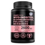 MEDCHOICE Myo-Inositol and D-Chiro Inositol,Folate, Vitamin D3, Zinc, Magnezium Berberıne 120 Capsul. (Renksiz)