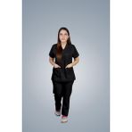 Medes Sağlık Doktor Hemşire Forması Cerrahi Nöbet Takımı Kadın-Erkek Siyah Üniforma - XS