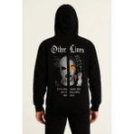 Medi Giyim Erkek Kapüşonlu Kanguru Cepli Sweatshirt 3 Iplik Pamuklu Baskılı Hoodie - Siyah - XL