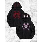 Medi Giyim Sevgili Çift Kombini Örümcek Baskılı Kapüşonlu Sweatshirt Hoodie - Siyah - 2XL