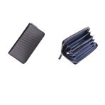 Medifier Siyah mikrofiber poliüretan fermuarlı erkek cüzdanı, kadın bozuk para cüzdanı, kart bölmeli ve bölmeli, bayan kredi kartı cüzdanı, fermuarlı, Mavi iç astar