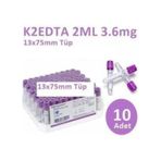 Medikaltec 100 Adet Kan Alma Tüpü, Mor Kapak, K2e K2edta 2ml 3.6mg 13x75mm, Bd Vacutainer