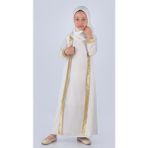 Medine Ipek Kumaş Eşarplı Tesettür Namaz Elbise M00742 - Ekru - 11 - 12 Yaş