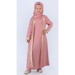 Medine Ipek Kumaş Eşarplı Tesettür Namaz Elbise M00742 - Pembe - 3 - 4 Yaş