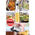 Mediterian 100 ml metalik cam şişe spreyi, yağ, sirke, limon püskürtücü, pratik kullanım - Şeffaf