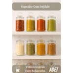Mediterian 12 Adet Vakumlu Halka Kapak Cam Baharat Takımı Etiket Hediyeli - Şeffaf - 1 lt