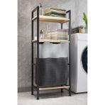 Mediterian 2 Katlı Ahşap Çamaşır Sepeti, Kapaklı, Çok Amaçlı, Siyah, 40 L - Acorn