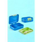 Mediterian 2 Katlı Mavi 5 Bölmeli Beslenme Kutusu, Kaşıklı Çatallı Bıçaklı, Plastik, Okul Saklama - 100 ml - Şeffaf