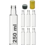 Mediterian 250 ml turuncu şeffaf cam şişe, 6 adet, kapaklı, kapüşonlu, kilitli, boş