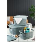 Mediterian 3 Boy Çok Amaçlı Kapaklı Sepet, Çamaşır ve Banyo Düzenleyici, Gri Plastik, 6 L - Acorn