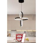 Mediterian 3 Renk Işıklı Modern Sarkıt Siyah Kasa LED Avize, Şık Aydınlatma, 30x60 cm - 1 - Ahşap