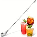 Mediterian 30 cm Paslanmaz Çelik Kokteyl ve Bar Kaşığı, şık ve kullanışlı tasarım - Gri