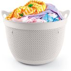 Mediterian 30 Litre Damla Desenli Yuvarlak Çok Amaçlı Sepet, Fildişi, Plastik, Bej - Acorn