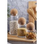 Mediterian 3'lü cam kavanoz ve baharatlık seti, şeffaf, şık, kullanışlı, 500-999 ml, beyaz renk - Altın - 1 - 1,3 lt
