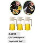 Mediterian 3'lü Cam Yağdanlık Seti, 550 ml, Sprey, Sirkelik, Zeytinyağı ve Sıvıyağ için ideal - Şeffaf