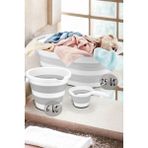 Mediterian 3'lü Katlanır Çok Amaçlı Set: Sepet, Kova, Maşrapa, Plastik, Beyaz, 20 L - Acorn