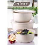 Mediterian 3'lü Saklama Kabı Seti, Mikrodalga ve Dondurucu Uyumlu, Bej, 1500-4500 ml, 3 Parça - 1,5 lt - Şeffaf