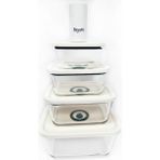 Mediterian 4'lü Cam Saklama Kabı ve Vakumlu Pompa Seti, Bej, 9 Parça - 100 ml - Şeffaf