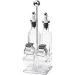 Mediterian 4'lü cam sosluk seti, metal stand, gri kapak, bej renk, 170ml ve 80ml hacimli - 1 lt