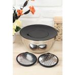 Mediterian 5'li rende ve karıştırma kabı seti, 24 cm, gri, dayanıklı çelik, pratik mutfak yardımcıları - 100 ml - Şeffaf