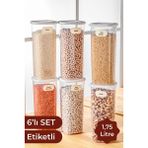 Mediterian 6'lı Büyük Boy Kare Saklama Kabı, 1,75 Litre, Beyaz, Dayanıklı Plastik, Pratik Kullanım - 1,75 lt