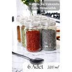 Mediterian 6'lı Cam Baharat Takımı, Vakum Kapaklı, Şık ve Pratik, 330 ml, Serin Bardaklar - Şeffaf - 1 lt
