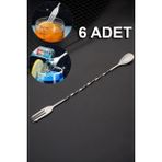 Mediterian 6'lı Çelik Çift Başlı Kokteyl Karıştırma Kaşığı 32 cm şık ve dayanıklı - Gri