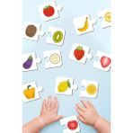 Mediterian Ahşap iki parçalı renkli puzzle eğitici oyun, 1+ yaş, okul öncesi bebekler için - Ahşap Desenli