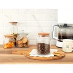 Mediterian Ahşap kapaklı, vakumlu cam kavanoz 890 ml, şık ve dayanıklı saklama çözümü - Altın - 1 - 1,3 lt