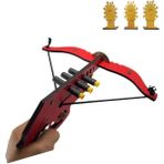 Mediterian Ahşap Sünger Mermi Atan Oyuncak Tetikli Arbalet (Crossbow) Yay + Hedefler - Ahşap Desenli