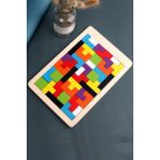 Mediterian Ahşap Tetris Puzzle Eğitici Oyun, Zeka Geliştirici, 6+ Yaş, Piller Hariç - 01P-Pembe