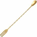 Mediterian Altın Renkli Çatallı Kokteyl Kaşığı, Şık ve Kullanışlı, 30 cm, CN Menşei - Mercan