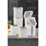 Mediterian Beyaz 4,5 Litre Un ve Bakliyat Saklama Kabı, 6'lı set, dayanıklı plastik materyal - 100 ml