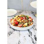 Mediterian Beyaz porselen 24 cm derin salata ve sunum kasesi, 850 ml, tek parça - Altın