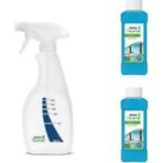 Mediterian Cam Temizleyici 500 ml x 2, Püskürtücü Şişe, Temizlik Seti, ABD Menşei - 2XS - Ekru