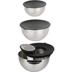 Mediterian Çelik 9 Parça Rendeli 16-20-24CM Karat Çelik Karıştırma Kabı - Altın