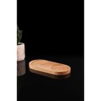 Mediterian Doğal ahşap çiftli oval stand, yağdanlık ve sabunluk, 19x9 cm, kahverengi - 1 lt