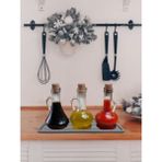 Mediterian Gri Çok Amaçlı Silikon Yağdanlık ve Sabunluk Organizer 27x11 cm - Ahşap - 1 lt