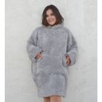 Mediterian Gri Welsoft peluş polar giyilebilir battaniye ve pijama, sıcak ve konforlu kullanım sağlar