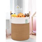 Mediterian İki Renkli Jüt Hasır Sepet Seti, Banyo, Oyuncak ve Saksı Organizer, 20 L - Acorn