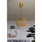 Mediterian Kahverengi Hasır Sarkıt Top Avize, Modern ve Şık Tasarım, Ahşap Malzeme, 20x65 Boyut - 1