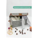 Mediterian Kapaklı keçe saklama kutusu, dolap içi düzenleyici, 37x24 cm, gri-acı kahve - Ahşap