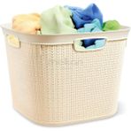 Mediterian Kare Hasır Çamaşır ve Oyuncak Sepeti, 41 L, Krem, Plastik, Bej, şık ve kullanışlı - Acorn