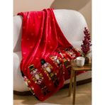 Mediterian Kırmızı Fındıkkıran Baskılı TV Battaniyesi 100x150 cm, yumuşak ve şık tasarım