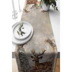 Mediterian Kırmızı Noel Temalı Süet Dokuma Runner, Yılbaşı Dekorasyonu, 140x40 cm, Dikdörtgen - 10 x 10 cm